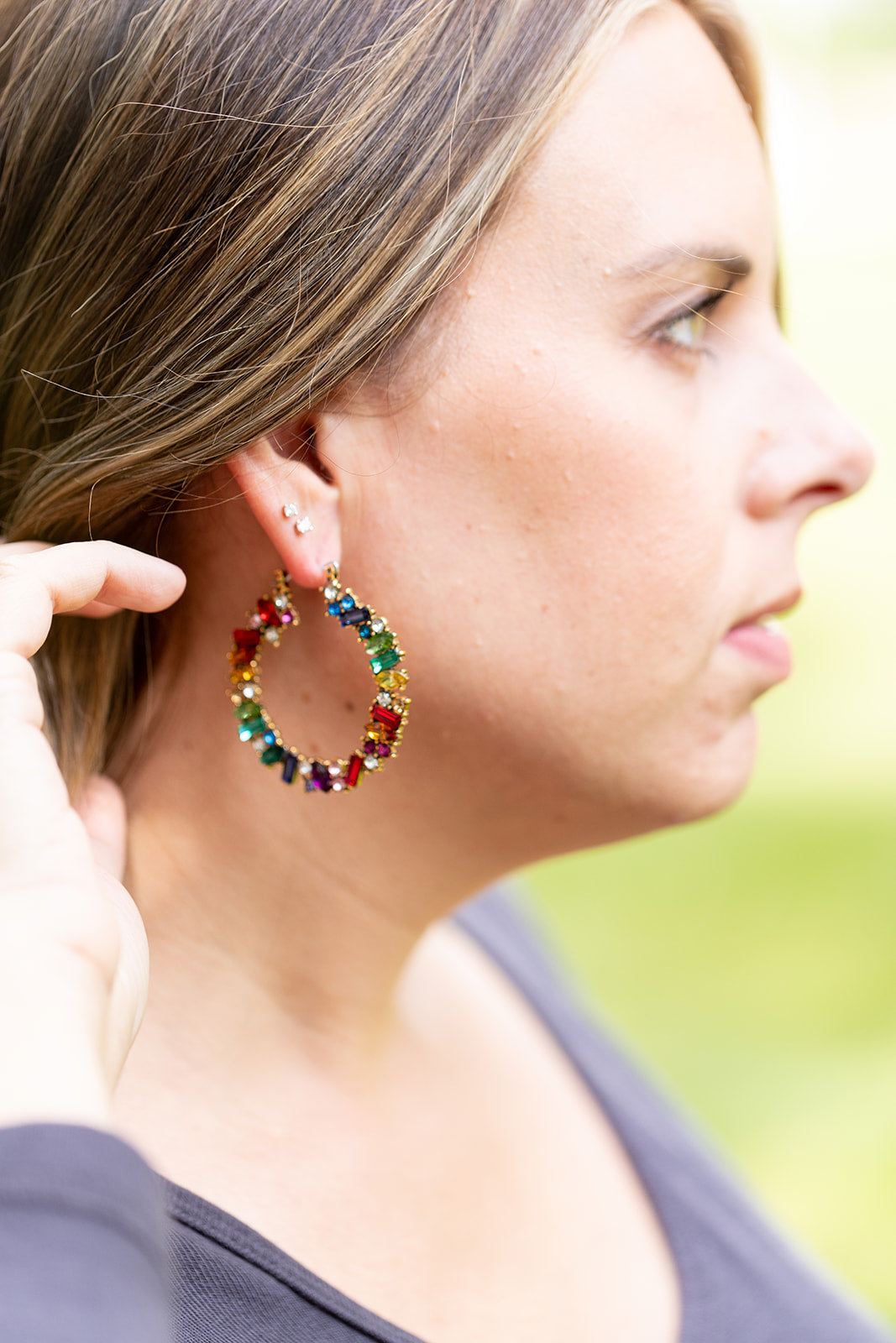 2 CT. T.W. Multi-Color Diamond Multi-Row J-Hoop Earrings in 14K Rose Gold |  Zales Outlet